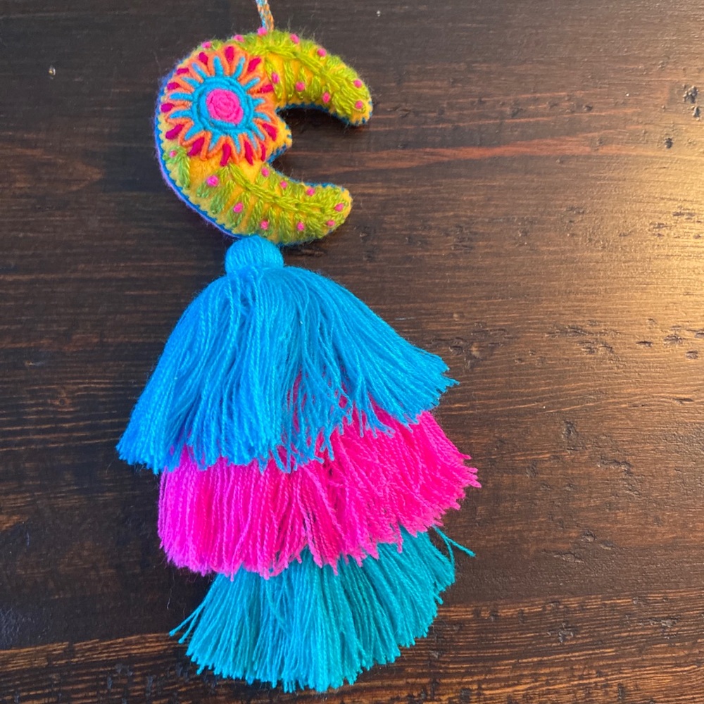 Purse tag charm backpack tag pom pom